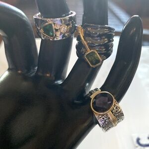 Bundle of 3 unique fashion rings sizes 6-7